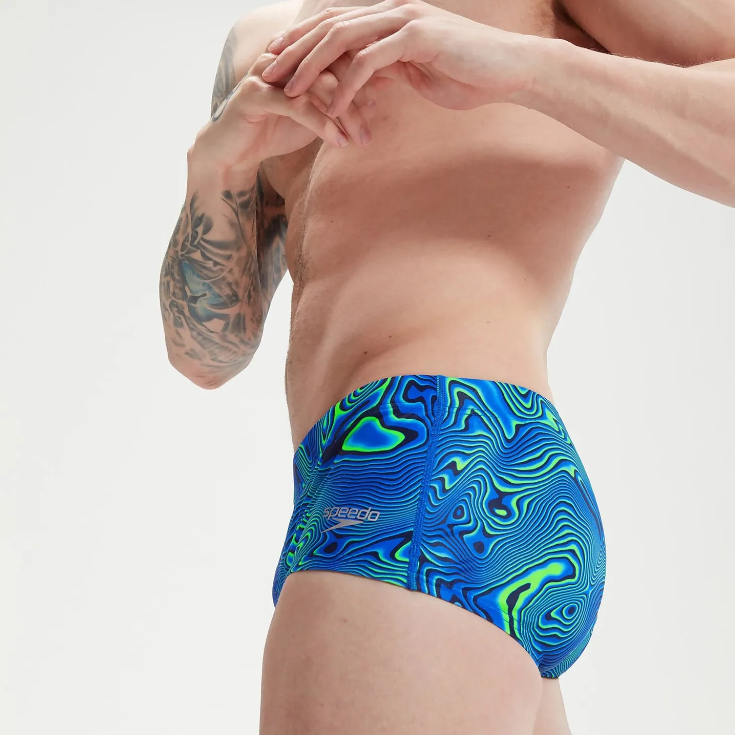 Slip de bain Homme Club Training Allover Digital 17 cm bleu marine/bleu