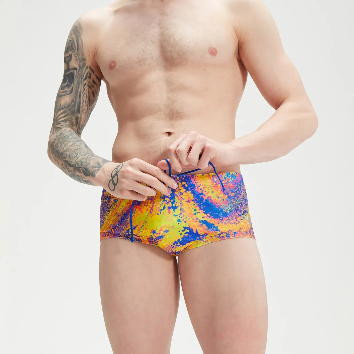 Slip de bain Homme Club Training Allover Digital 17 cm vert/mangue