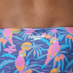 Slip de bain Homme Club Training imprimé 8 cm bleu marine/rose