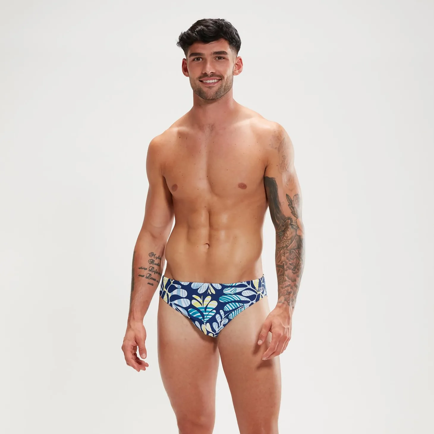 Slip de bain Homme Escape 5 cm bleu/blanc