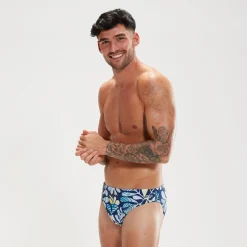 Slip de bain Homme Escape 5 cm bleu/blanc