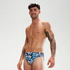 Slip de bain Homme Escape 5 cm bleu/blanc