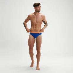 Slip de bain Homme Logo 7 cm bleu/orange