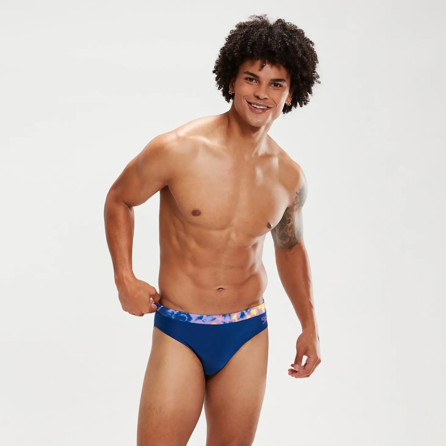 Slip de bain Homme Logo 7 cm bleu/lilas