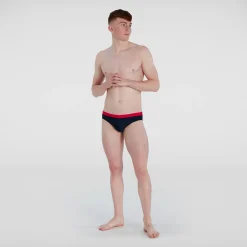 Slip de bain Homme Logo 7 cm bleu/rouge