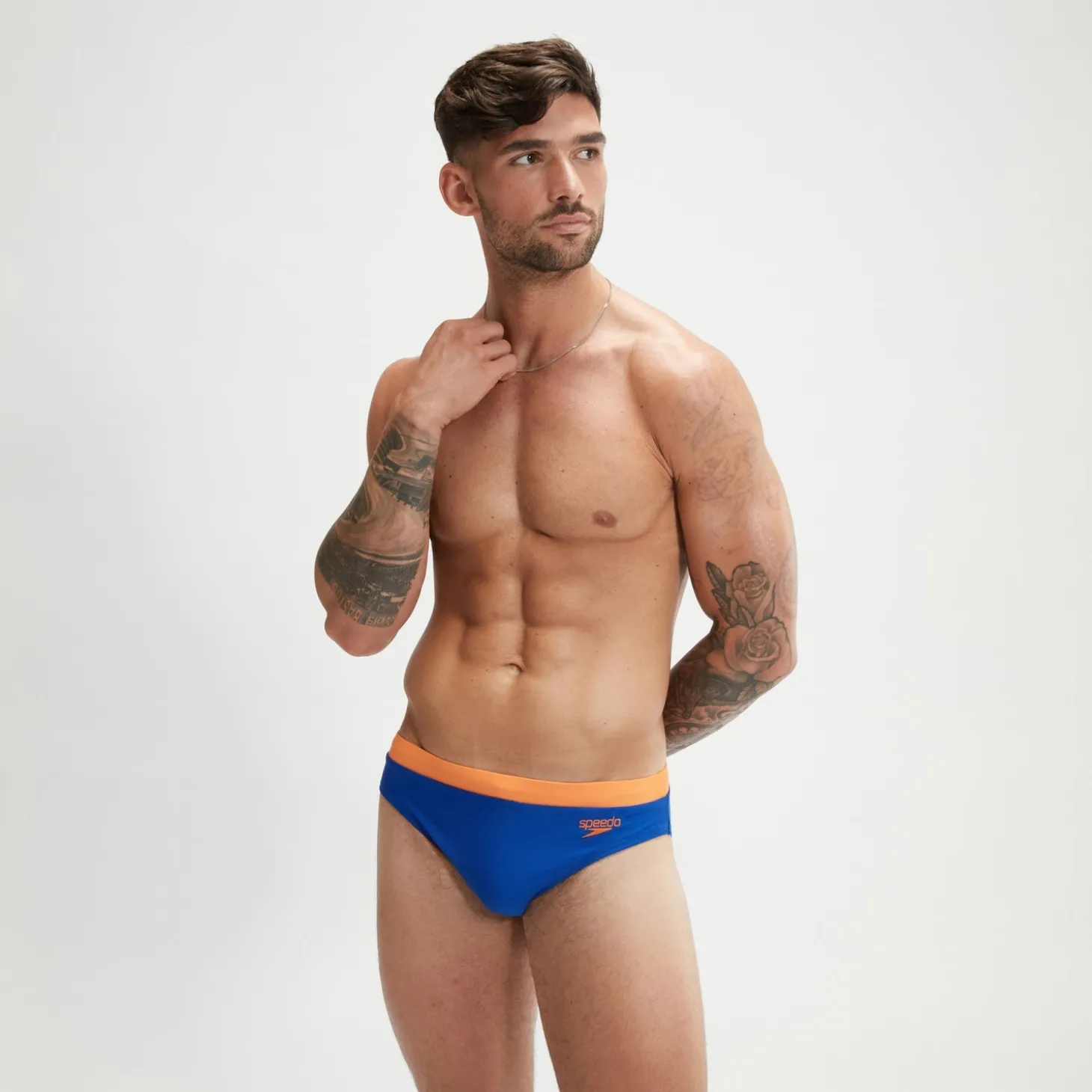 Slip de bain Homme Logo 7 cm bleu/orange