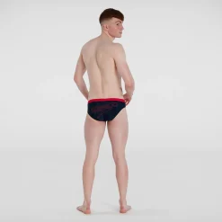 Slip de bain Homme Logo 7 cm bleu/rouge