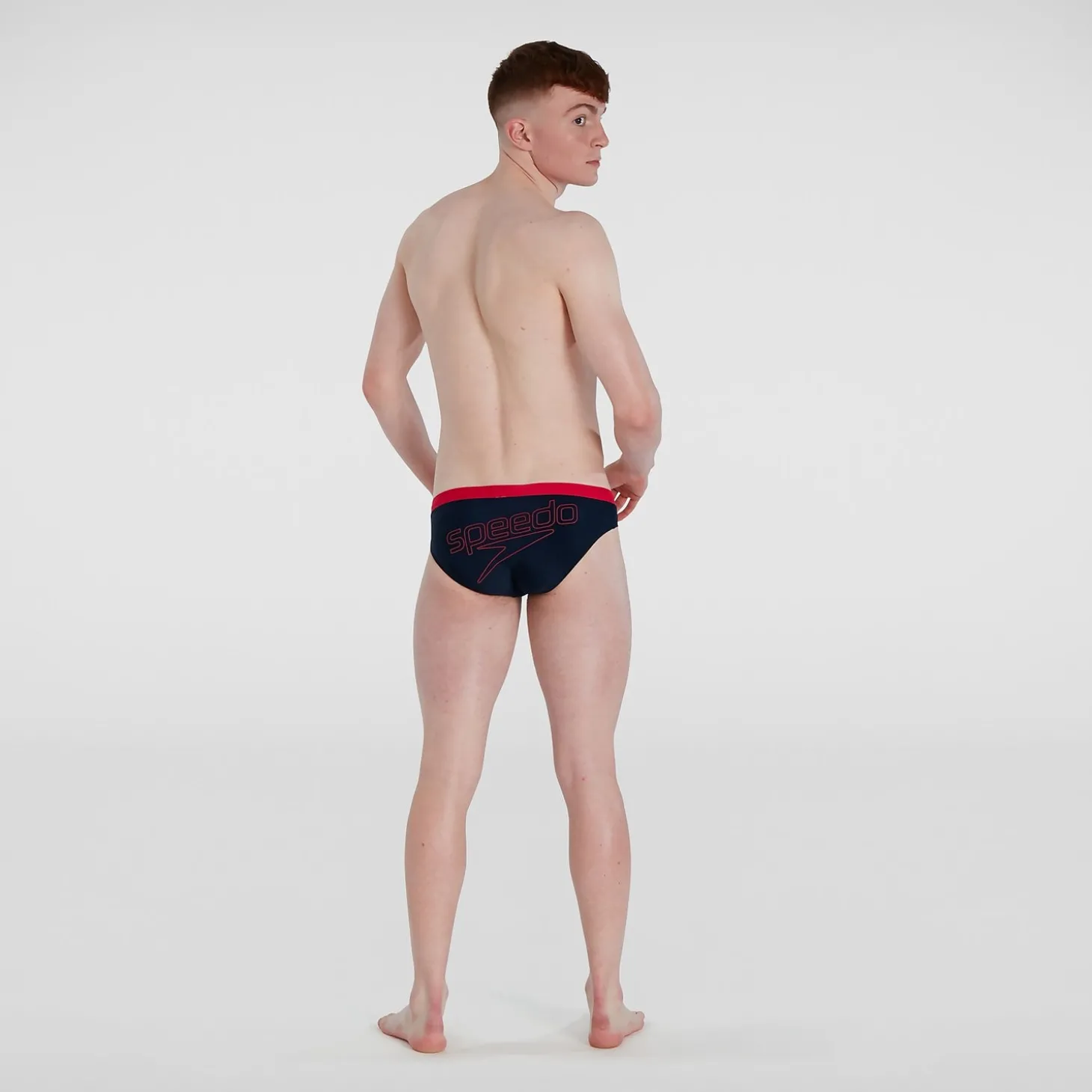 Slip de bain Homme Logo 7 cm bleu/rouge