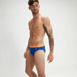 Slip de bain Homme Logo 7 cm bleu/orange