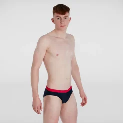 Slip de bain Homme Logo 7 cm bleu/rouge