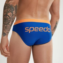 Slip de bain Homme Logo 7 cm bleu/orange