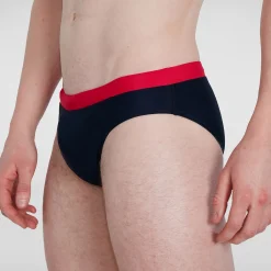 Slip de bain Homme Logo 7 cm bleu/rouge
