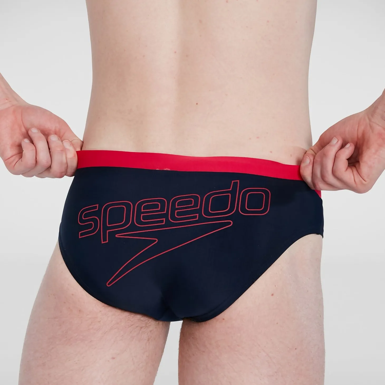 Slip de bain Homme Logo 7 cm bleu/rouge