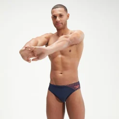 Slip de bain Homme Medley Logo 7 cm bleu marine/orange
