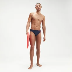 Slip de bain Homme Medley Logo 7 cm bleu marine/orange