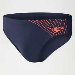 Slip de bain Homme Medley Logo 7 cm bleu marine/orange
