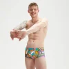 Slip de bain homme pour entraînement en club 17cm Allover Digital Bleu/Vert