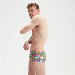 Slip de bain homme pour entraînement en club 17cm Allover Digital Bleu/Vert