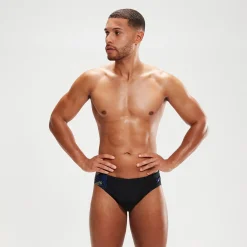 Slip de bain Homme Tech Panel 7 cm noir/bleu