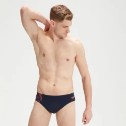 Slip de bain Homme Tech Panel 7 cm bleu/orange