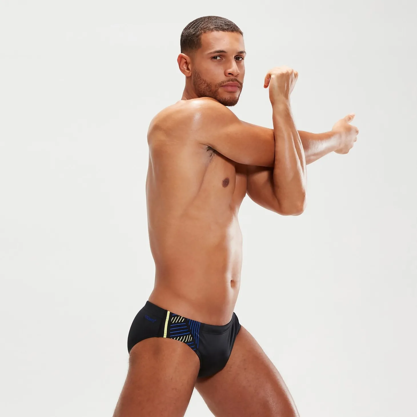Slip de bain Homme Tech Panel 7 cm noir/bleu