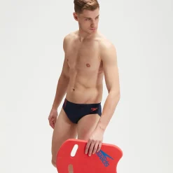 Slip de bain Homme Tech Panel 7 cm bleu/orange