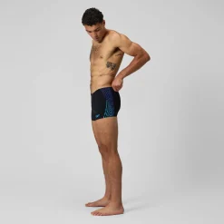 Slip de bain homme Tech Panel 7 cm noir/bleu