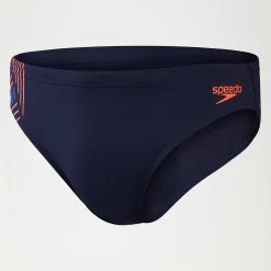 Slip de bain Homme Tech Panel 7 cm bleu/orange