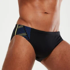 Slip de bain Homme Tech Panel 7 cm noir/bleu