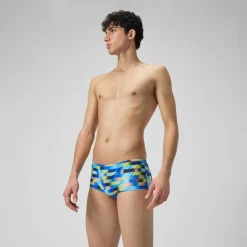 Slip de bain Hommes Allover Digital 14 cm pour Hommes Bleu picton/Jus de citron