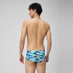Slip de bain Hommes Allover Digital 14 cm pour Hommes Bleu picton/Jus de citron