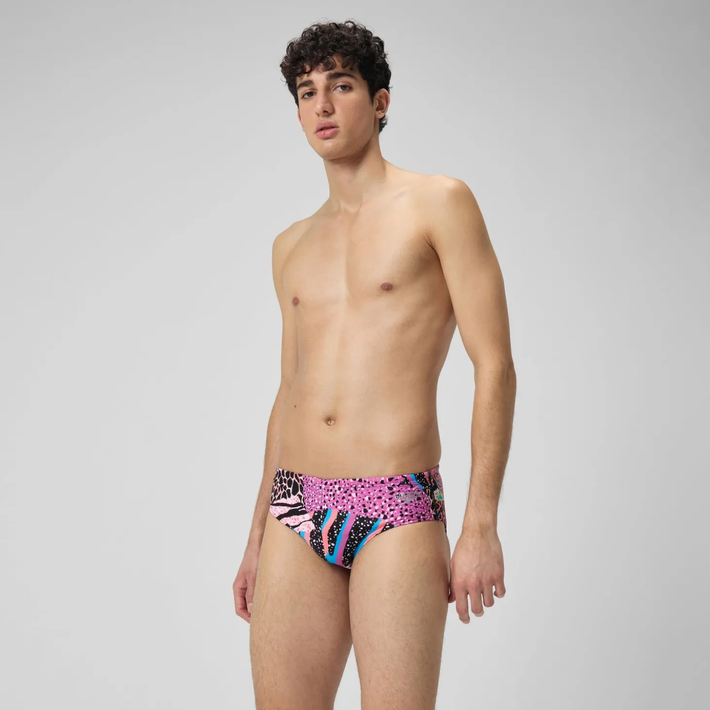 Slip de bain Hommes 8 cm Allover Digital pour Hommes Noir/Vert matcha/Rouge sirène