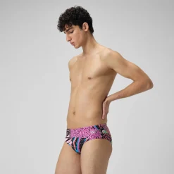 Slip de bain Hommes 8 cm Allover Digital pour Hommes Noir/Vert matcha/Rouge sirène
