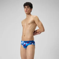 Slip de bain Hommes 8 cm Allover Digital pour Hommes Bleu/Violet