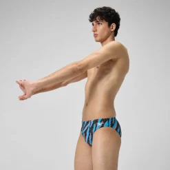 Slip de bain Hommes 5 cm Allover Digital pour Hommes Noir/Bleu picton/Rouge sirène