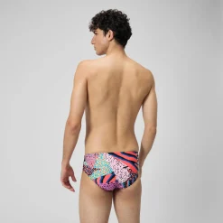Slip de bain Hommes 8 cm Allover Digital pour Hommes Noir/Vert matcha/Rouge sirène