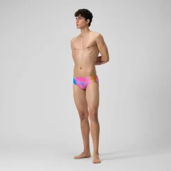 Slip de bain Hommes 8 cm Allover Digital pour Hommes Rose kiki/Jus de citron/Bleu picton