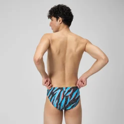 Slip de bain Hommes 5 cm Allover Digital pour Hommes Noir/Bleu picton/Rouge sirène