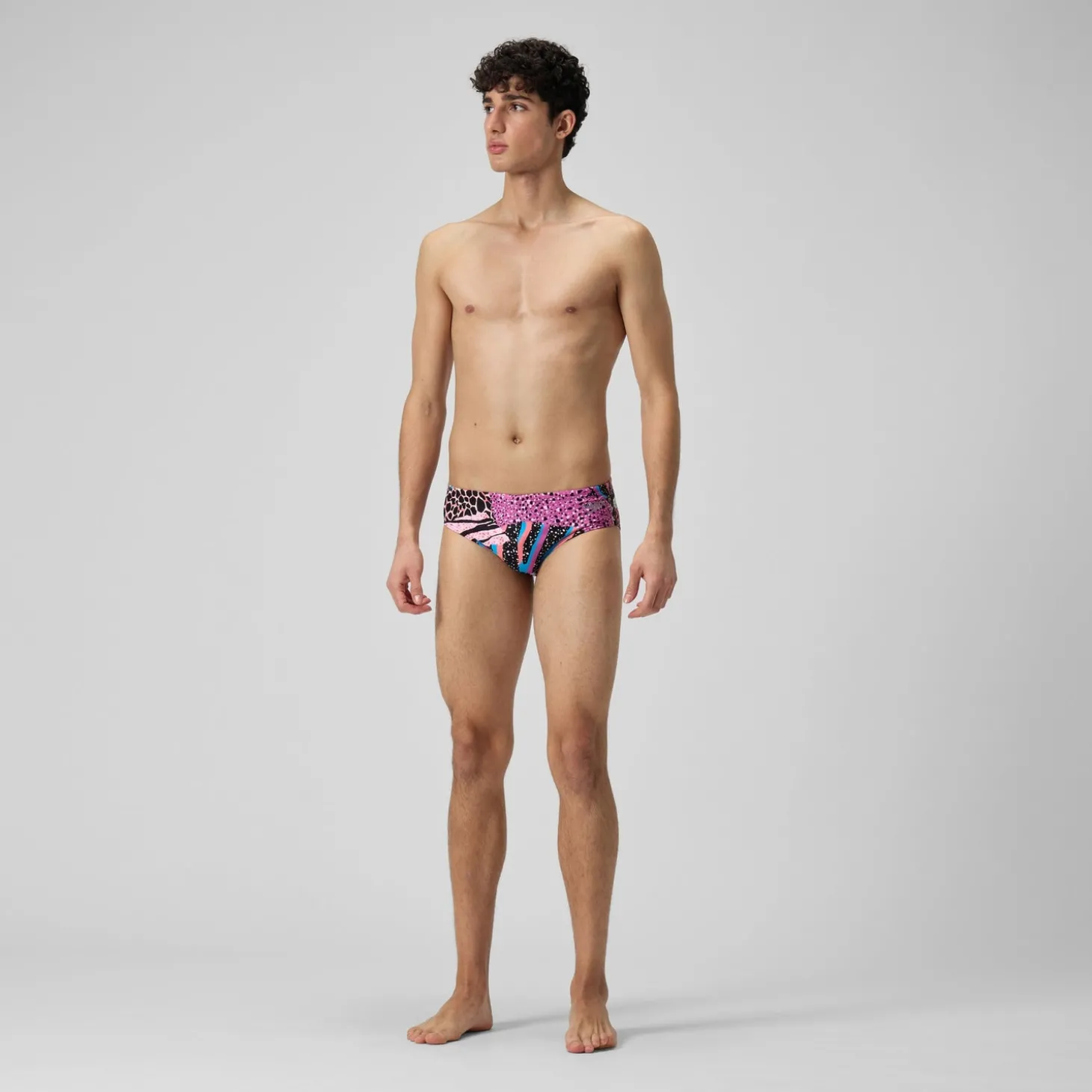 Slip de bain Hommes 8 cm Allover Digital pour Hommes Noir/Vert matcha/Rouge sirène
