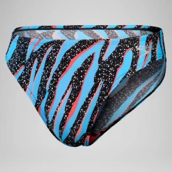 Slip de bain Hommes 5 cm Allover Digital pour Hommes Noir/Bleu picton/Rouge sirène