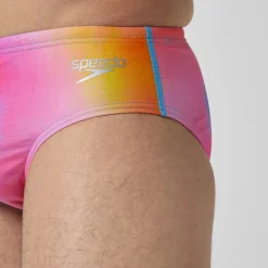Slip de bain Hommes 8 cm Allover Digital pour Hommes Rose kiki/Jus de citron/Bleu picton