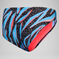 Slip de bain Hommes 5 cm Allover Digital pour Hommes Noir/Bleu picton/Rouge sirène