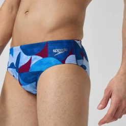 Slip de bain Hommes 8 cm Allover Digital pour Hommes Bleu/Violet