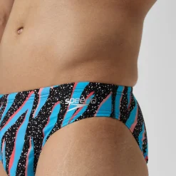 Slip de bain Hommes 5 cm Allover Digital pour Hommes Noir/Bleu picton/Rouge sirène