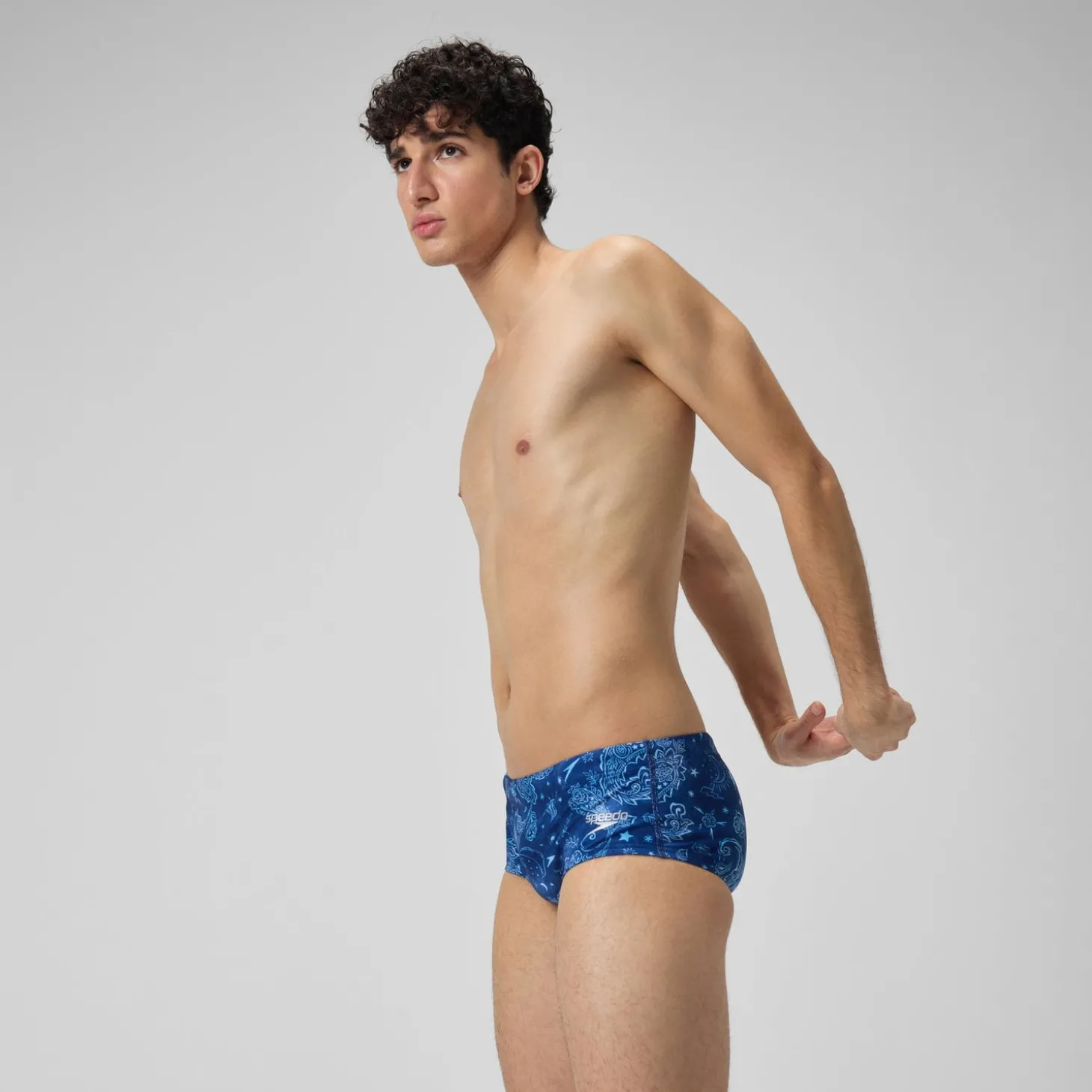 Slip de bain Hommes pour entraînement en club 13,5 cm Allover Bleu céruléen