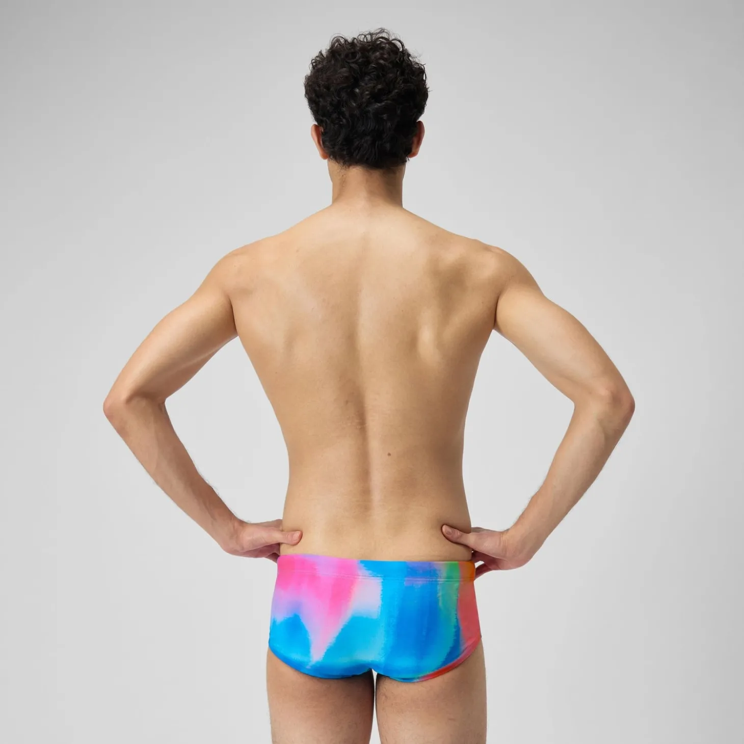 Slip de bain Hommes pour entraînement en club 13,5 cm Allover Rose kiki/Jus de citron/Bleu picton