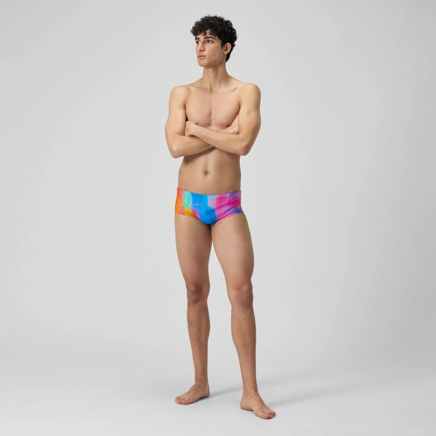 Slip de bain Hommes pour entraînement en club 13,5 cm Allover Rose kiki/Jus de citron/Bleu picton
