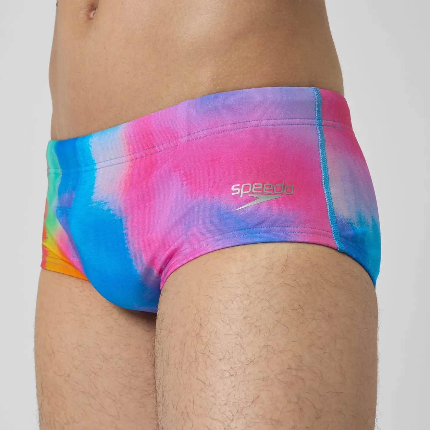 Slip de bain Hommes pour entraînement en club 13,5 cm Allover Rose kiki/Jus de citron/Bleu picton