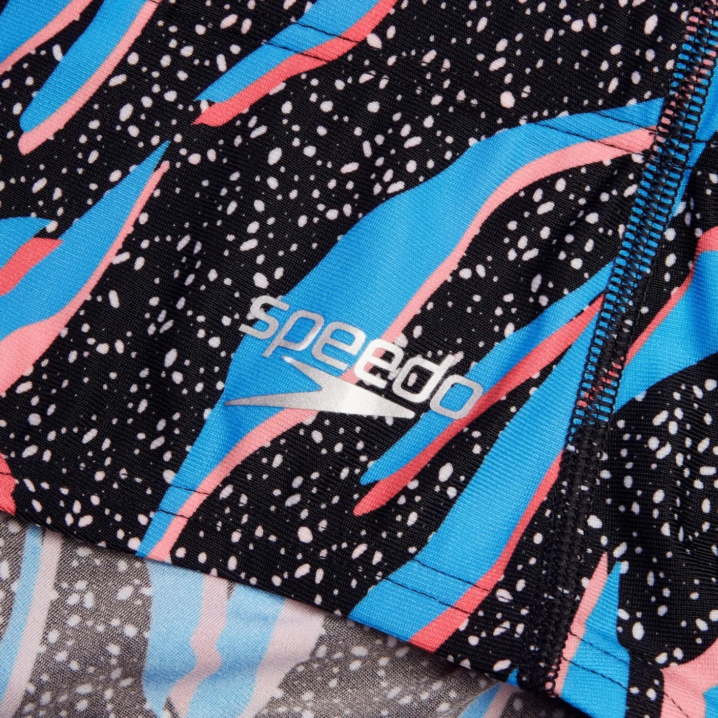 Slip de bain Hommes pour entraînement en club 13,5 cm Allover Noir/Bleu picton/Rouge sirène