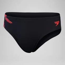 Slip de bain Hommes Tech Panel 7 cm pour Hommes Noir/Rouge sirène/Gris USA